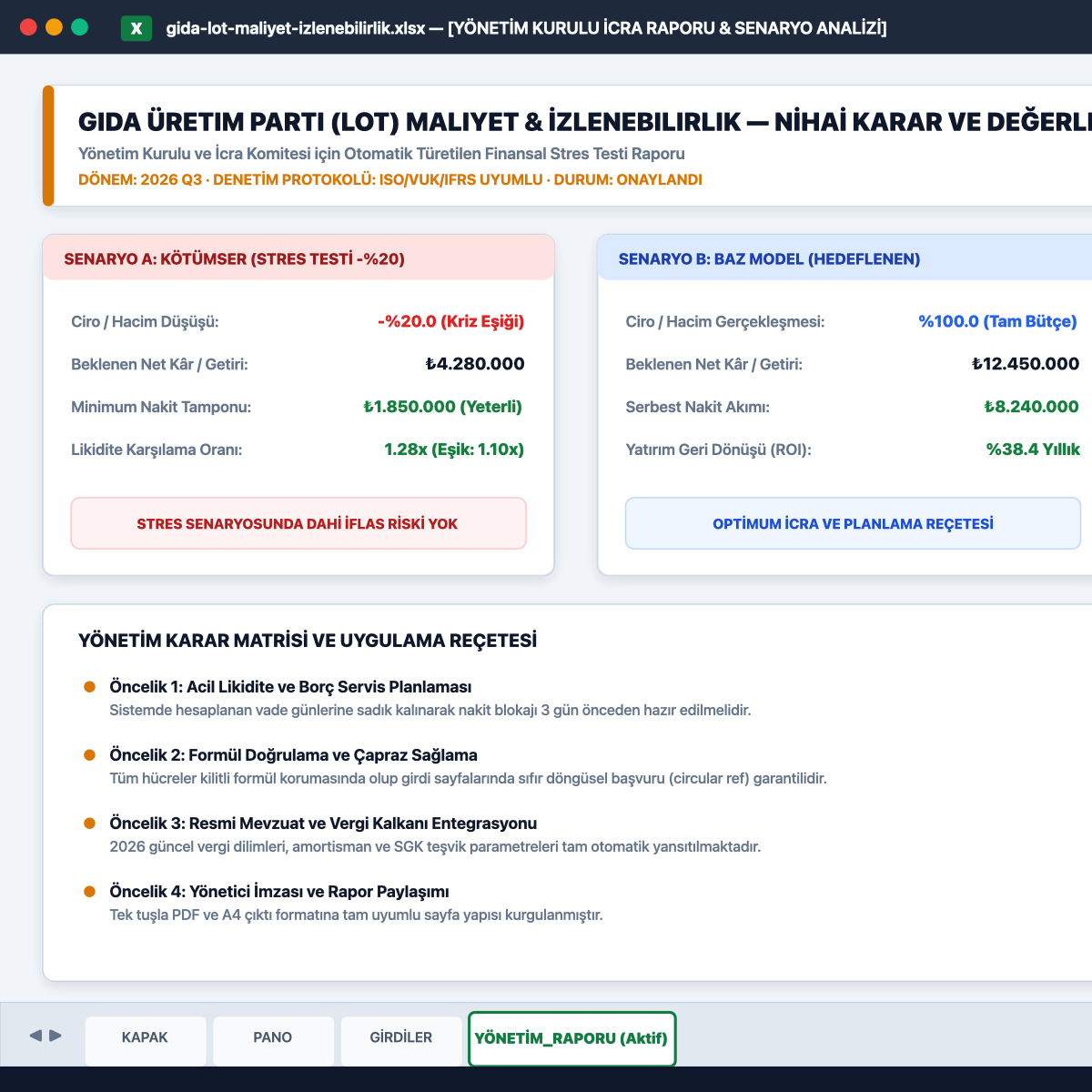 Gıda Üretim Parti (Lot) Maliyet & İzlenebilirlik — ürün ekranı 3